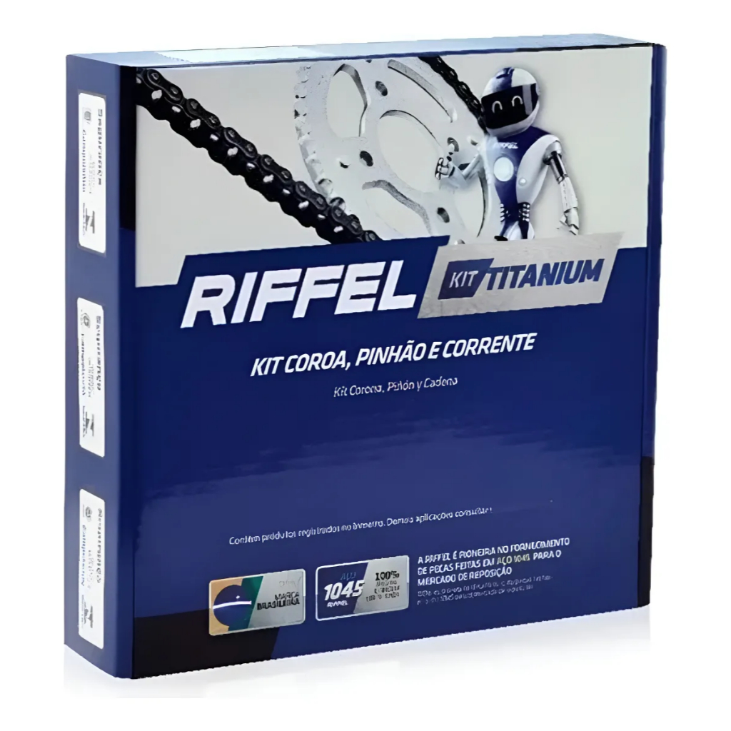KIT RELAÇÃO HONDA TITAN FAN CARGO START 160 RIFFEL AÇO 1045