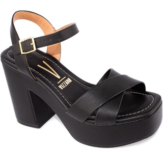 Sandália Vizzano Salto Alto Grosso Elegante Moderno 6541 Preto em Oferta na Shopee