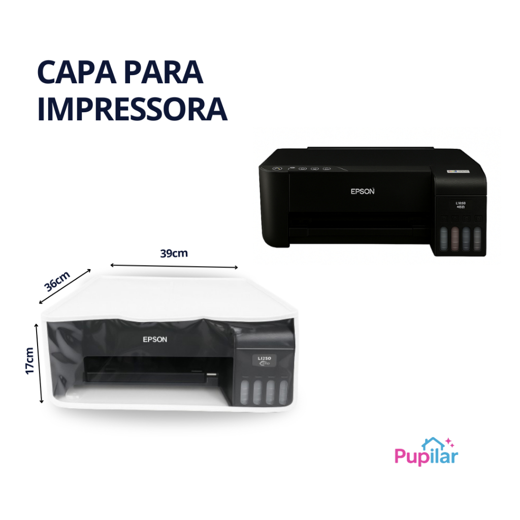 Capa Impressora Epson Branca com Frente Transparente L3110 L3250 L3210 L4150 L4160 L6161 L3150