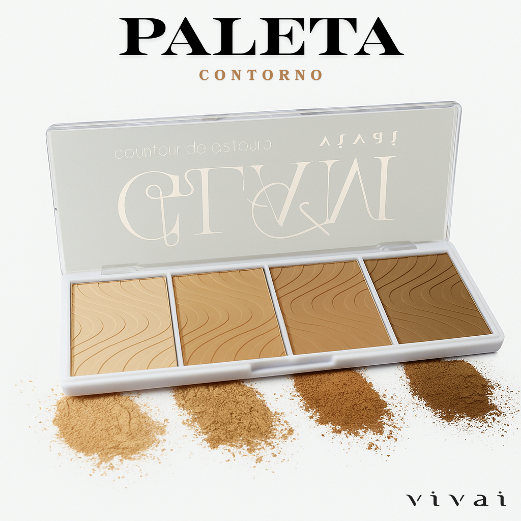 Paleta de Contorno Glam Completa Vivai Po  Compacto Maquiagem