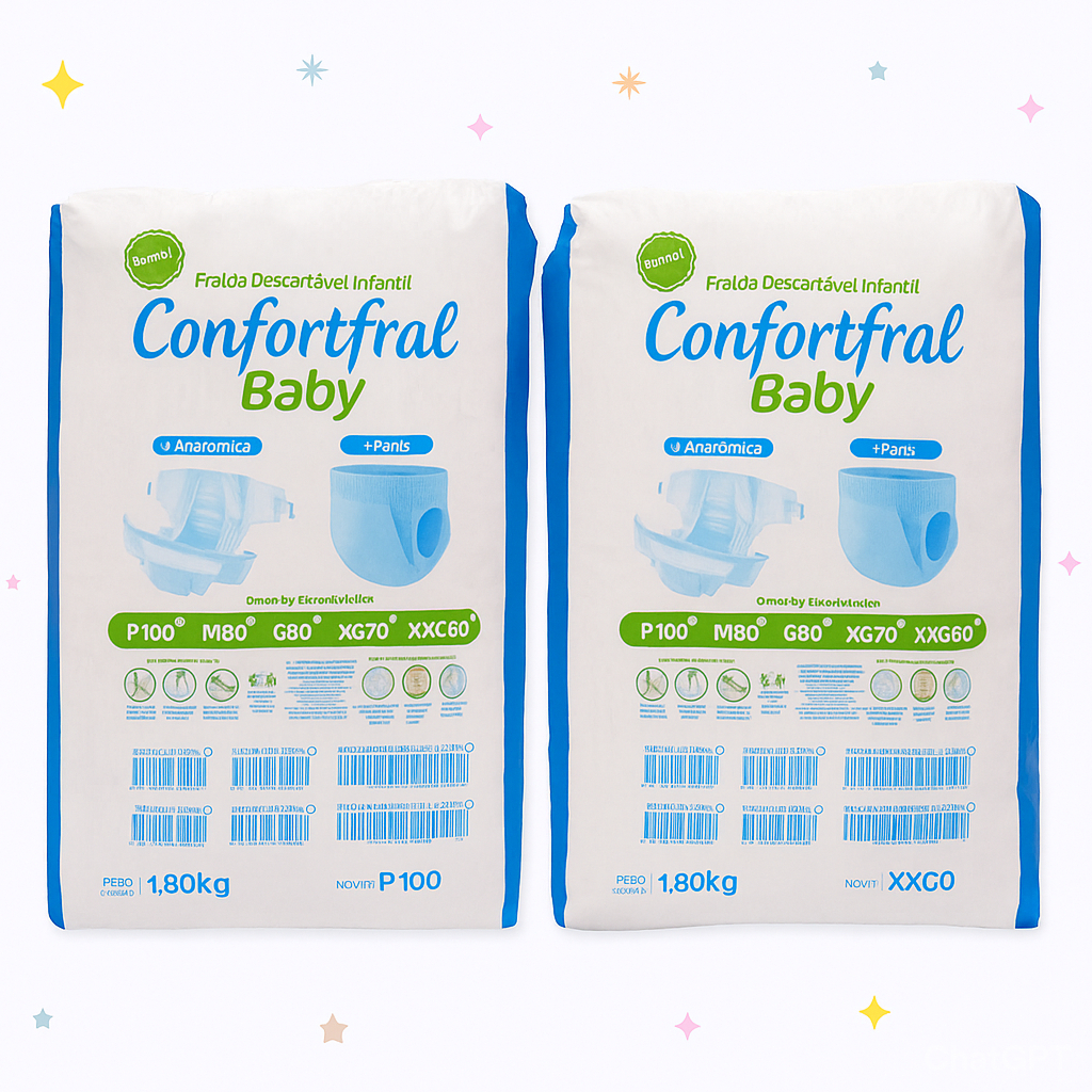 Kit 02 Pacotes Fralda Confortfral Baby Segunda Linha Atacado Pacotão Shortinho