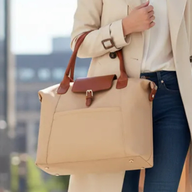 Bolsa Feminina 650 Tote Mão Ombro Nylon Oxford com Detalhes em PU Zíper Grande Leve em Oferta na Shopee