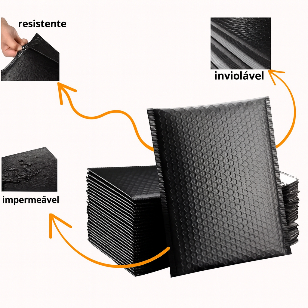 Envelope Segurança Com Bolha 12 X 18 300 UN Reforçado Laminado Grosso Saco com Bolha Envio