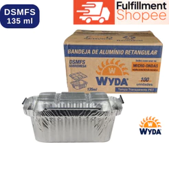 Marmitinha Alumínio 135ml Tampa Pet Retangular DSMFS WYDA | Opicional: Colher de sobremesa