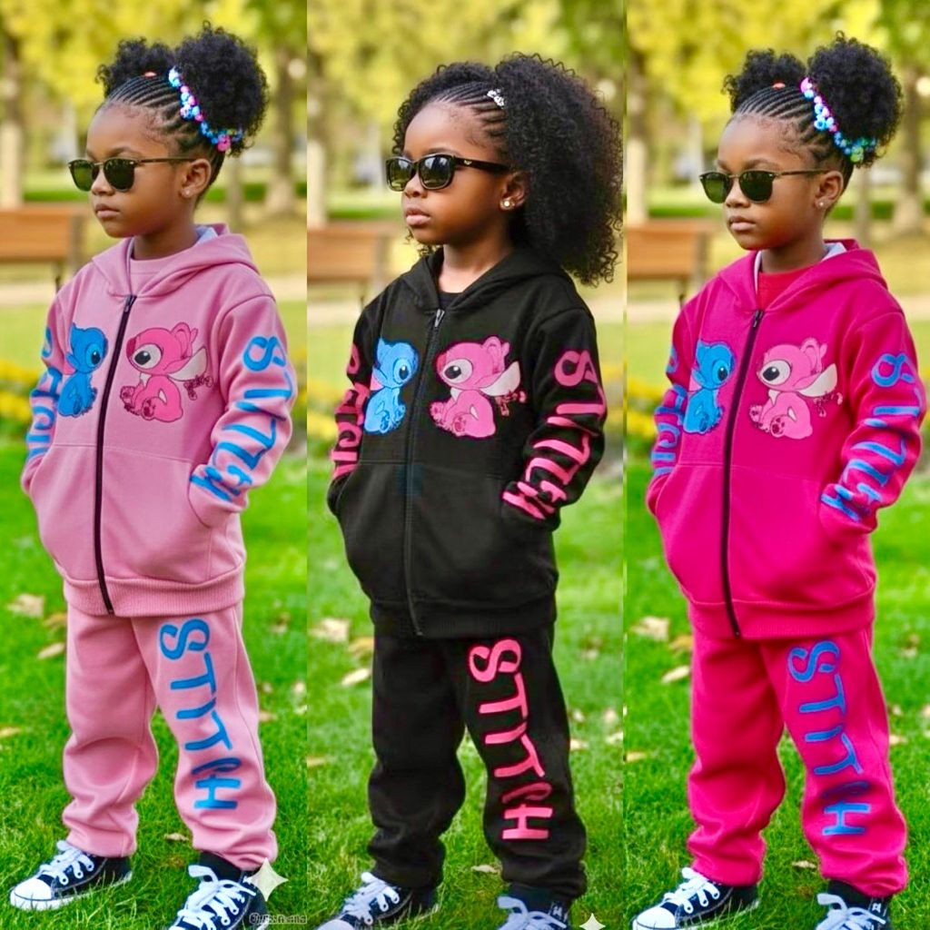 Conjunto Infantil Juvenil Menina Stitch Kit Blogueirinha Inverno Abrigo Capuz Várias Cores