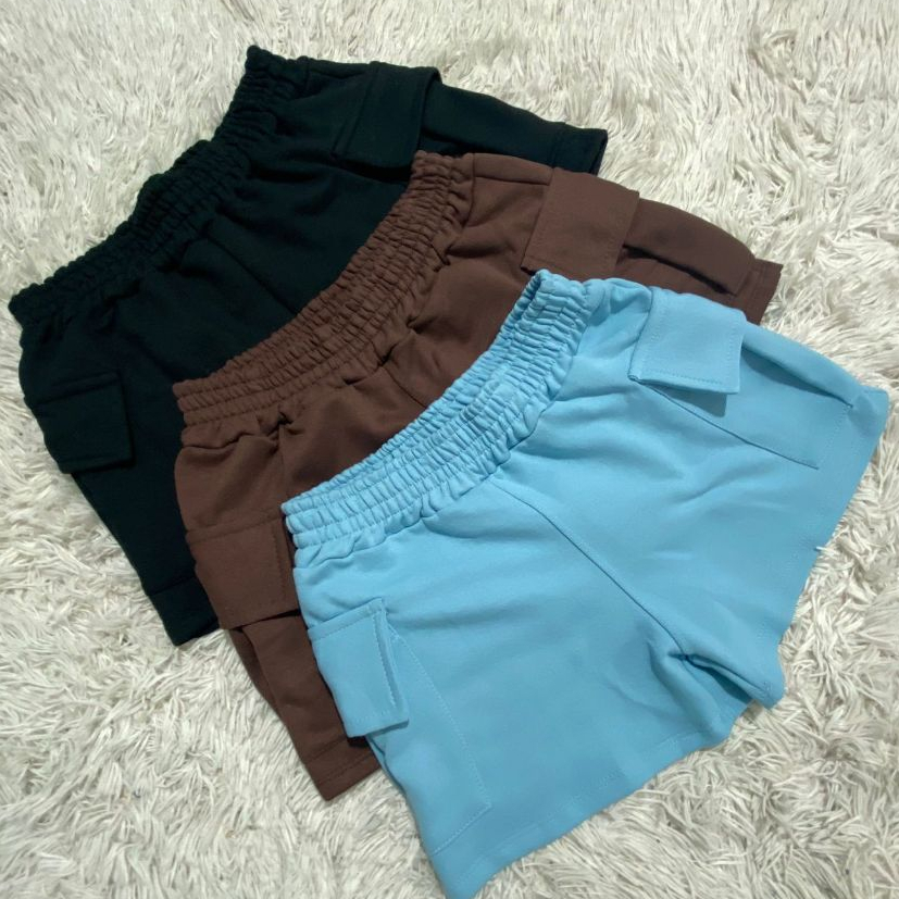 Kit 3 Shorts Cargo Feminino Moletom Moletinho - Conforto e Qualidade - 2 Bolsos laterais funcionais