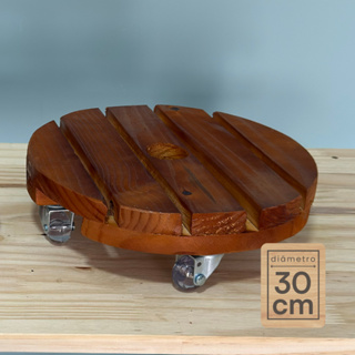 Suporte Redondo de Madeira com Rodinhas Gel 30cm Vaso de Planta Prático Resistente Não Risca o Chão em Oferta na Shopee
