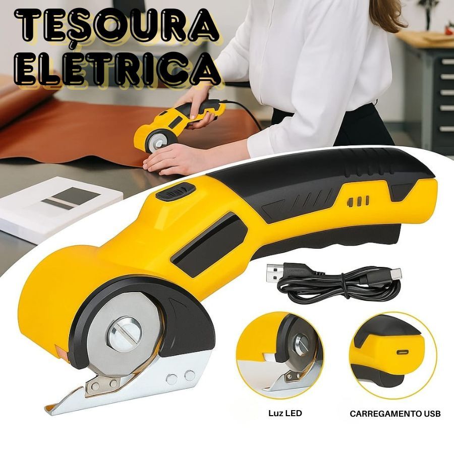 Tesoura Elétrica Cortador De Tecido Rotativo Bateria Longa Duração em Oferta na Shopee