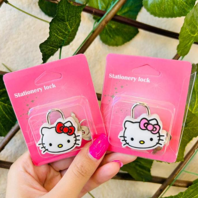 Cadeado Infantil Hello Kitty Chave Reserva Personagem Cadeadinho Presente Viagem Escola Bolsa em Oferta na Shopee