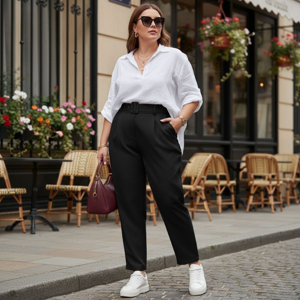 Calça Social Feminina Alfaiataria Plus Size + Cinto Encapado Elegante Linha Premium Reta Com Bolsos em Oferta na Shopee