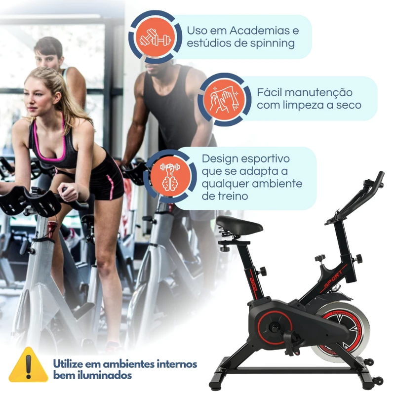 Bicicleta Ergométrica Spinning Semi Profissional Preta para Academia — foto 5