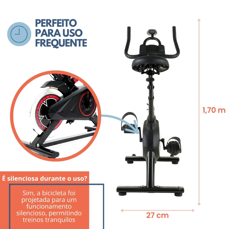 Bicicleta Ergométrica Spinning Semi Profissional Preta para Academia — foto 8