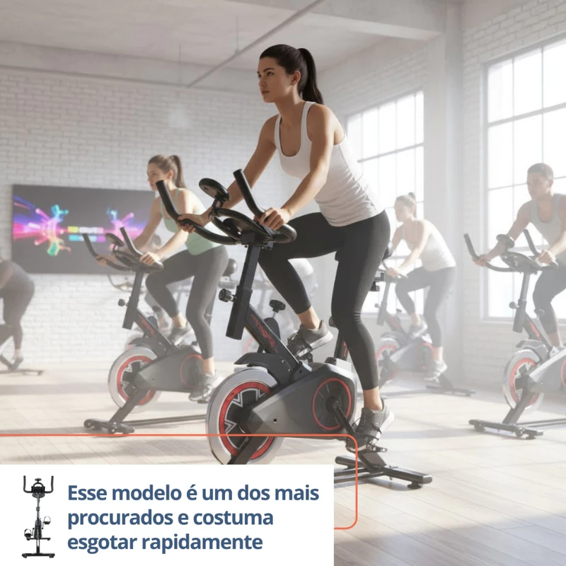 Bicicleta Ergométrica Spinning Semi Profissional Preta para Academia — foto 7