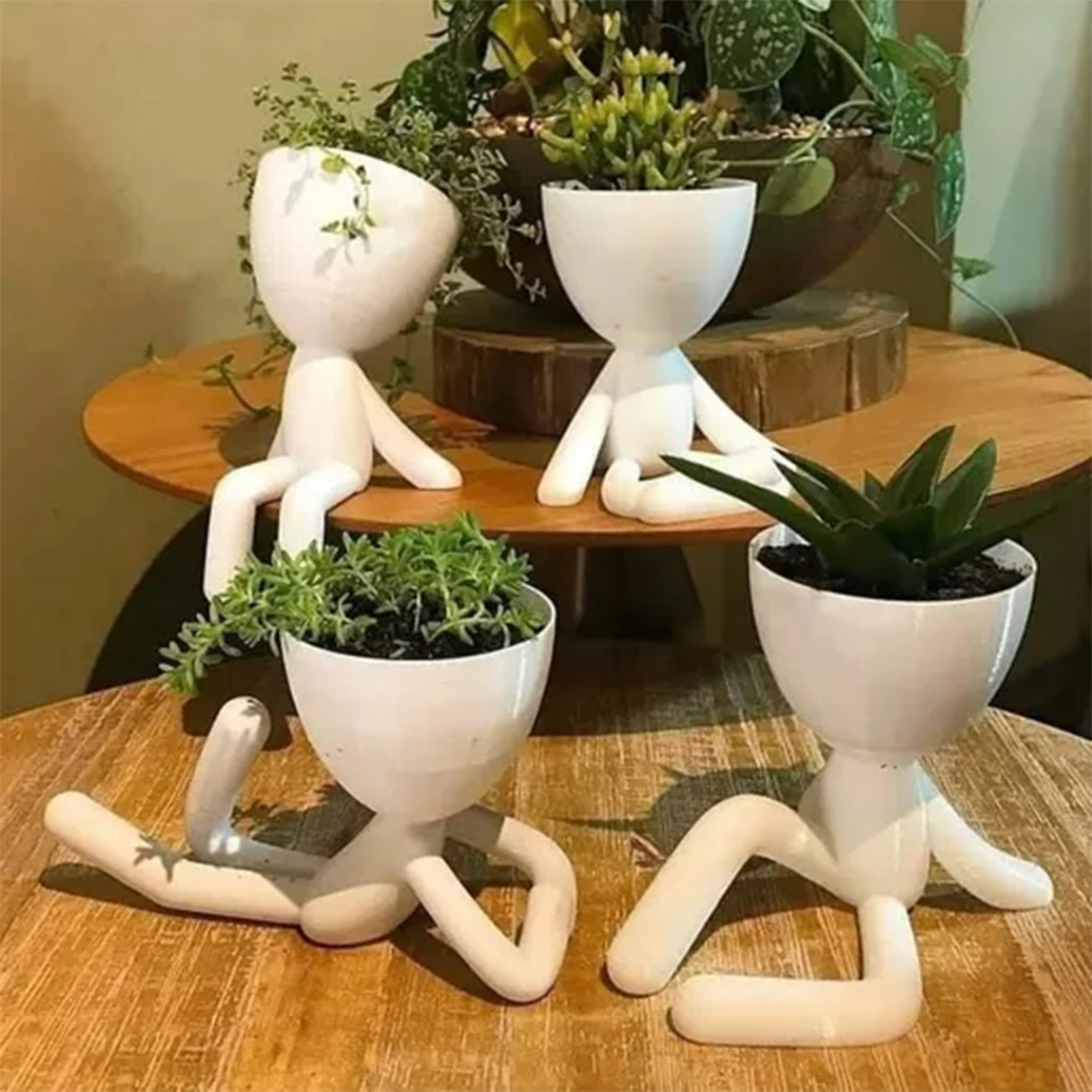 Kit 4 Vasinhos com Flor Artifical para Decoração de Sala Quarto Banheiro Cozinha 6cm Plástico