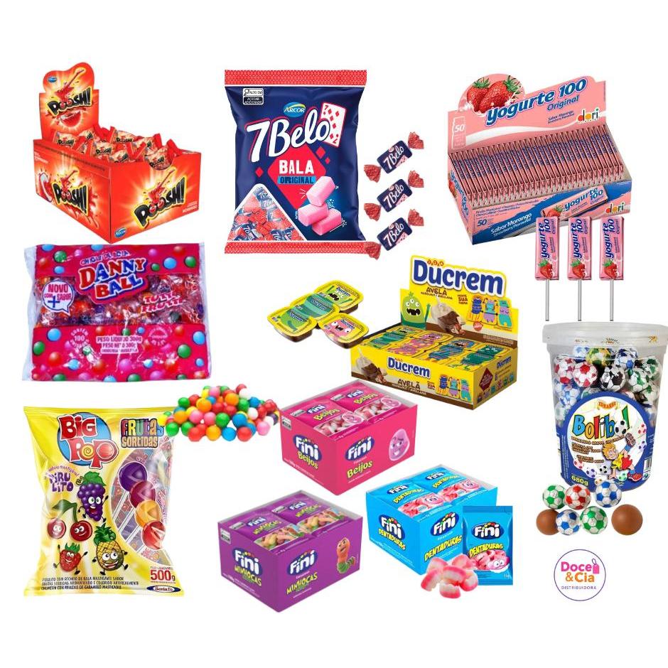 11 Doces Variados 50 Sacolinhas Surpresa Recheadas aniversário infantil