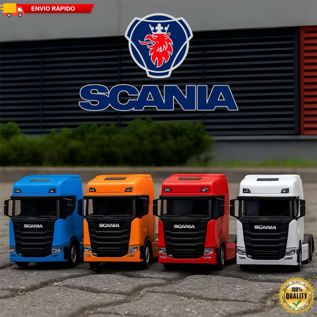 Caminhão Scania Miniatura com Fricção – Cabine em Metal e Detalhes Realistas