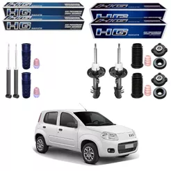 KIT 4 AMORTECEDOR UNO VIVACE C/ BARRA 2010 A 2020 ORIGINAL NAKATA + KITS