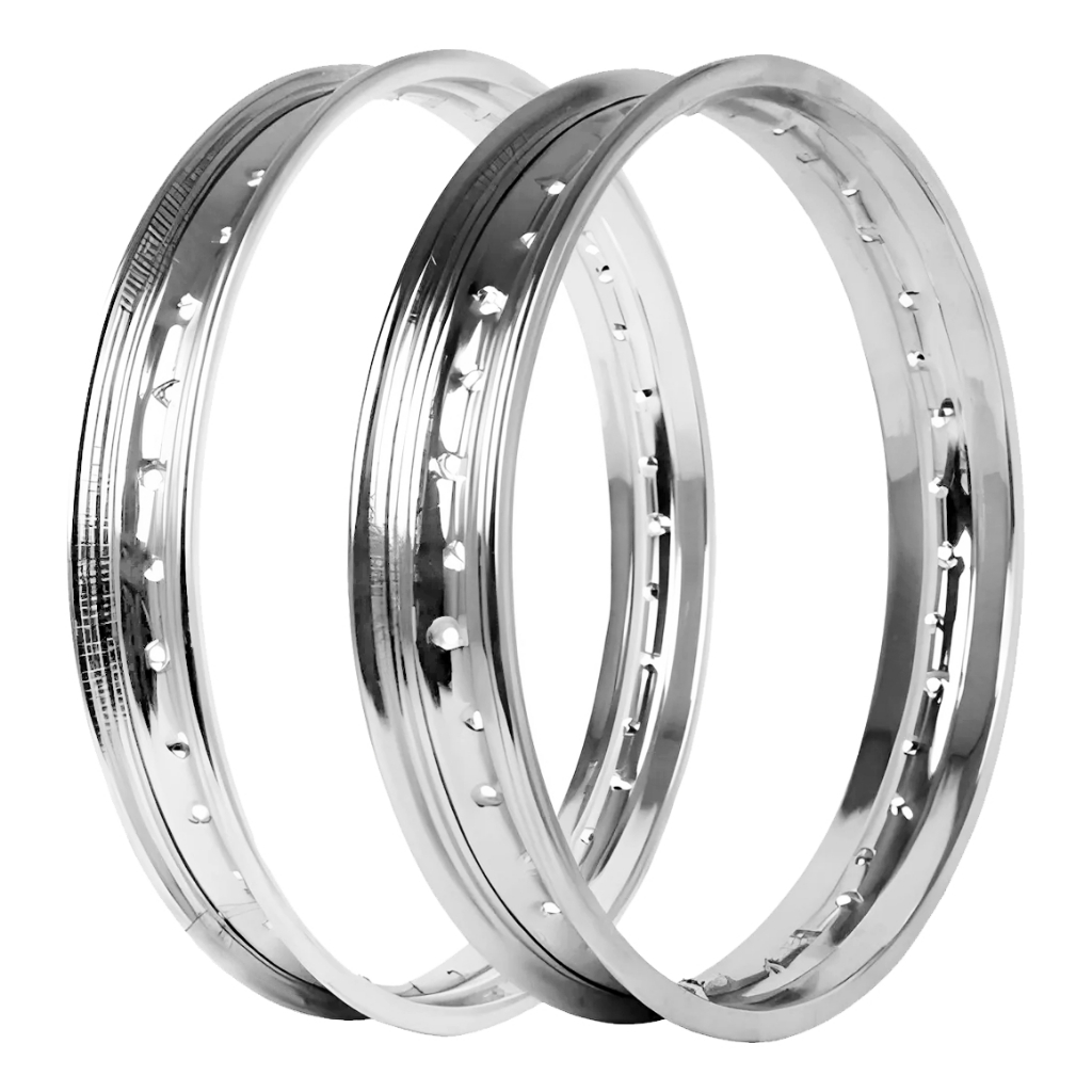 Par Aro 18 Folha Cromado Traseiro + Dianteiro Titan Fan Start 125 150 160 YBR Factor 18x185 - 18x160