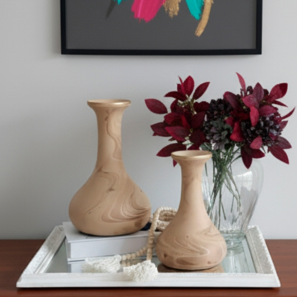 Conjunto kit 2 peças vaso decorativo cerâmica colorido enfeite casa decorar sala rack sala aparador
