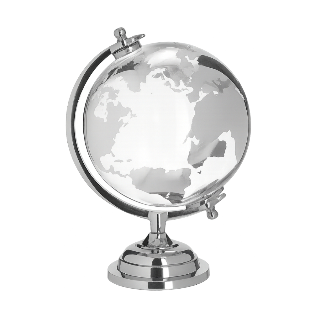 Mini Globo Terrestre de Vidro Enfeite de Mesa Decorativo Planeta Terra