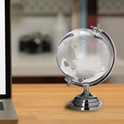Globo Terrestre de Vidro Mini Enfeite para Decoração de Mesa Planeta Terra Escritório Sala Miniatura em Oferta na Shopee