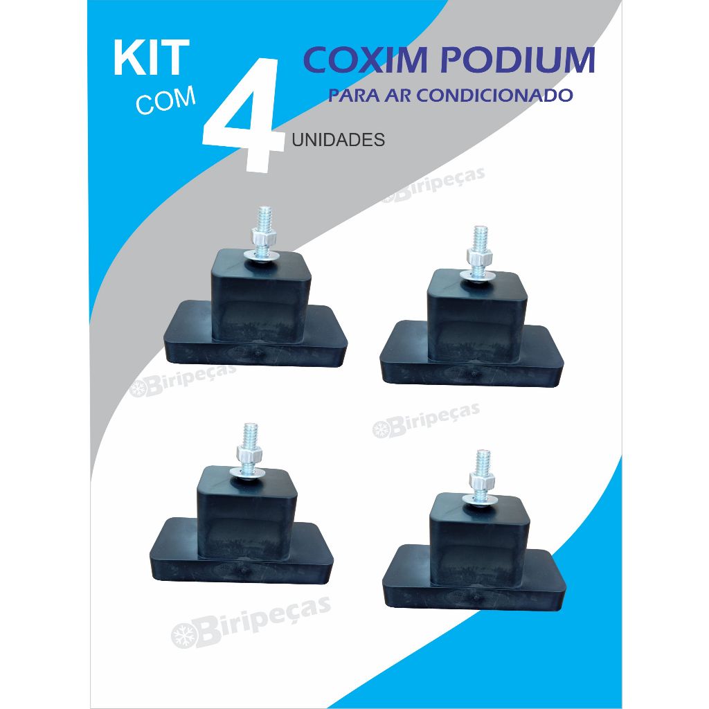 Coxim Calço De Borracha Condensadora Podium Com 4 Unidades para Ar Condicionado Split