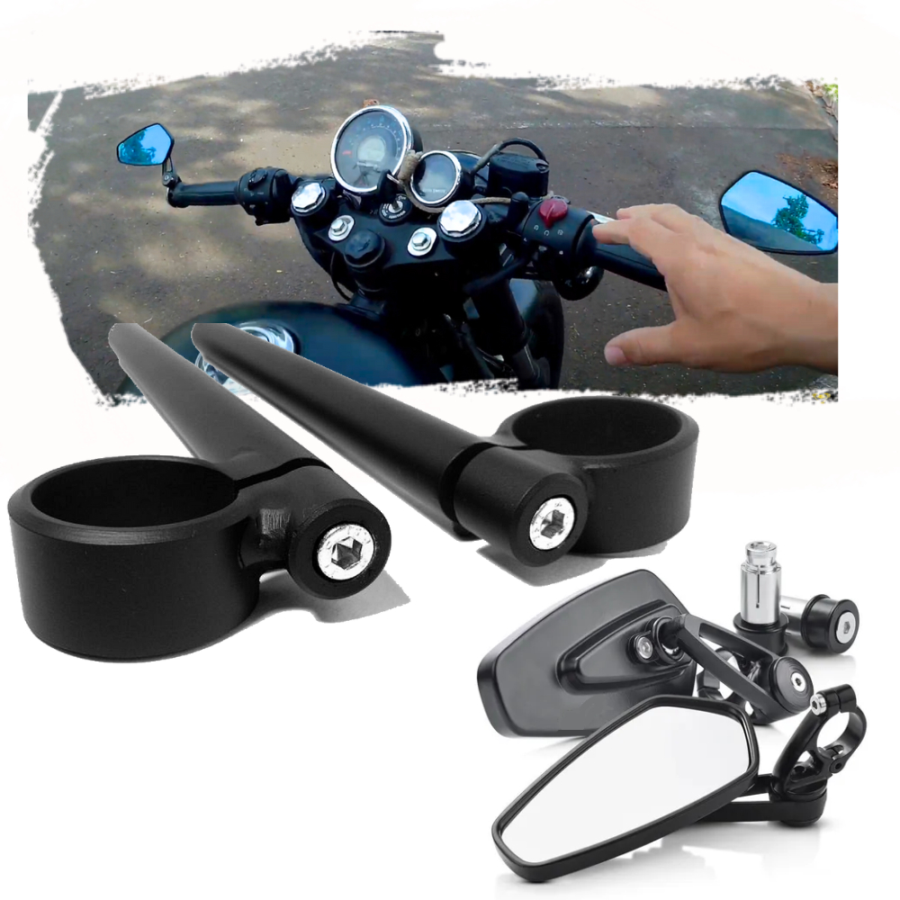 Semi guidao com retrovisor esportivo cafe racer moto Royal Enfield Meteor 350 customizacao