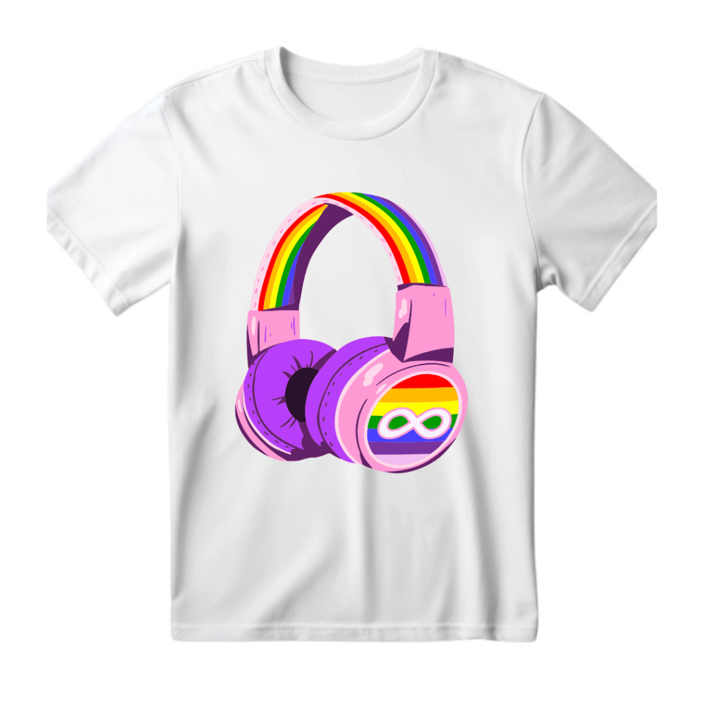 Camisa Unissex Fone Colorido Inclusão Autismo Autista Camiseta Estampada 100% Algodão - Envio Rapido