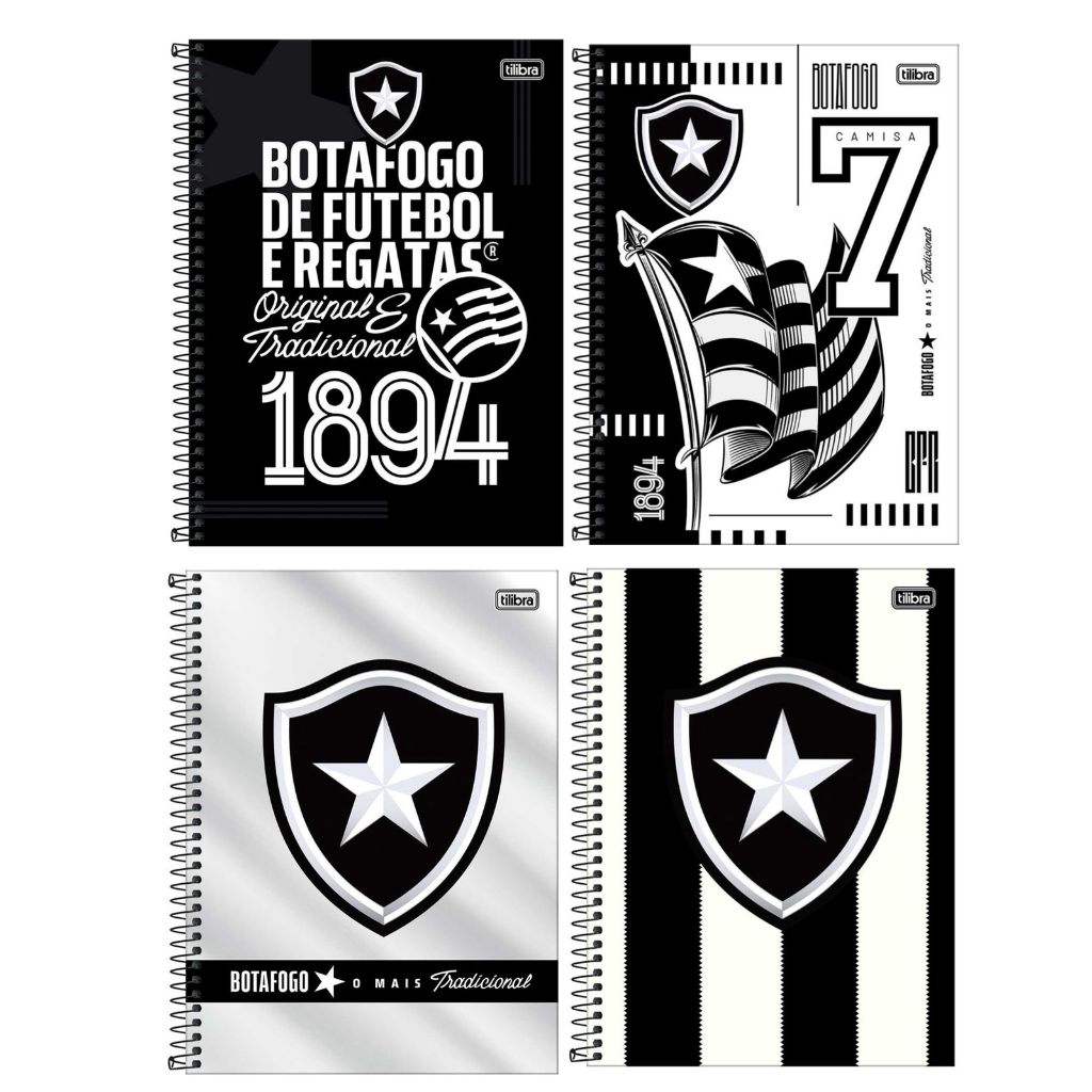 Caderno Universitário Capa Dura 10 Matérias Botafogo 160 Folhas Tilibra Connect