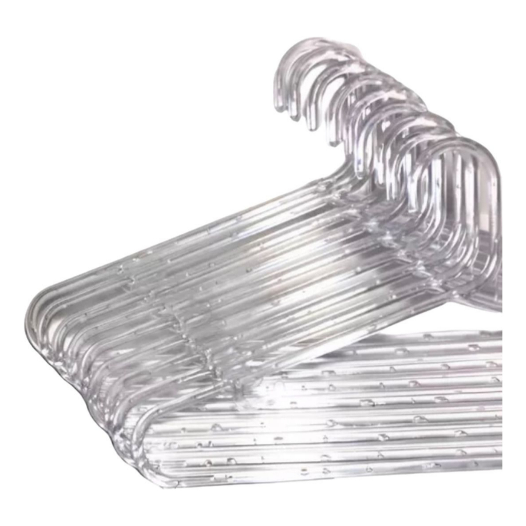 Kit 100 Cabides Acrílico Cristal Reforçado Robusto 9mm Adulto Premium Luxo