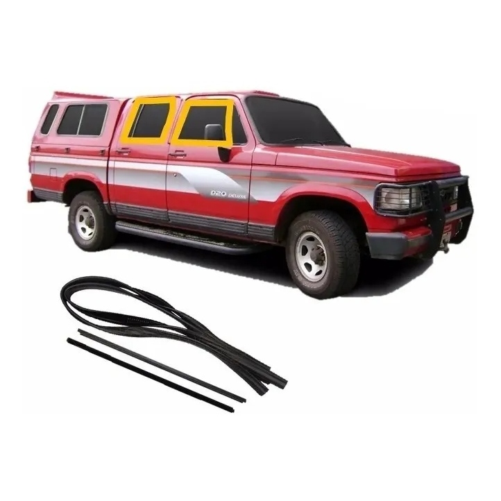 Kit Borracha Canaleta Pestana 4 Portas Vidro D20 Veraneio Cabine Dupla