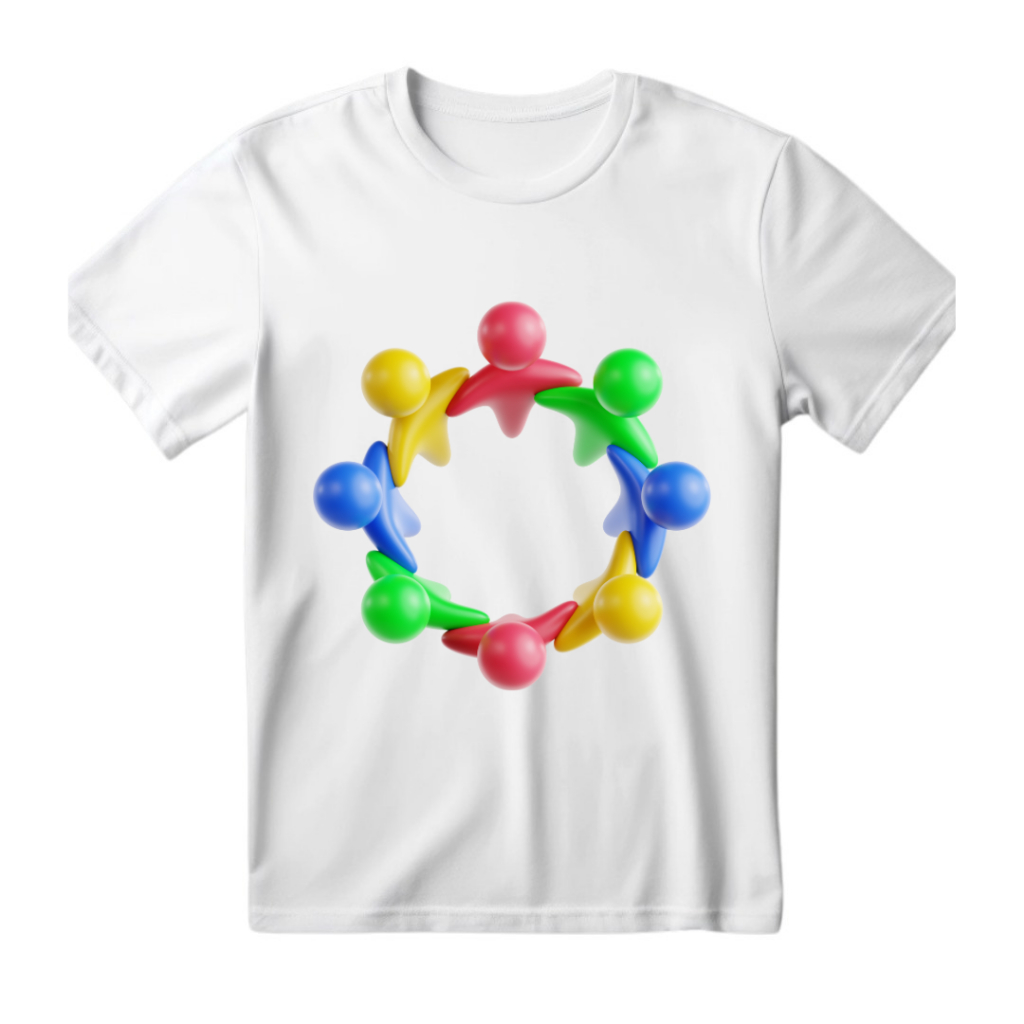 Camisa Unissex Pessoas Em Circulos Coloridas União Camiseta Estampada 100% Algodão - Envio Imediato