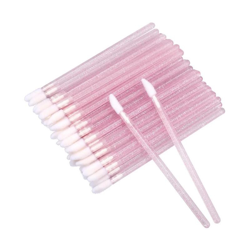 Aplicador de Batom Descartável Rosa com Glitter – Profissional Maquiagem A unidade