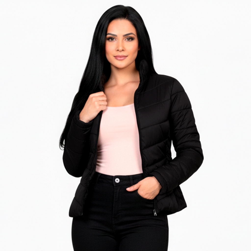 Casaco Bobojaco Jaqueta Puffer Feminina Corta Vento Nylon Jaqueta Puffer Feminina Jaqueta Feminina