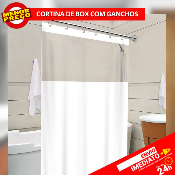 Cortina de Box Branca Visor c/ Gancho
