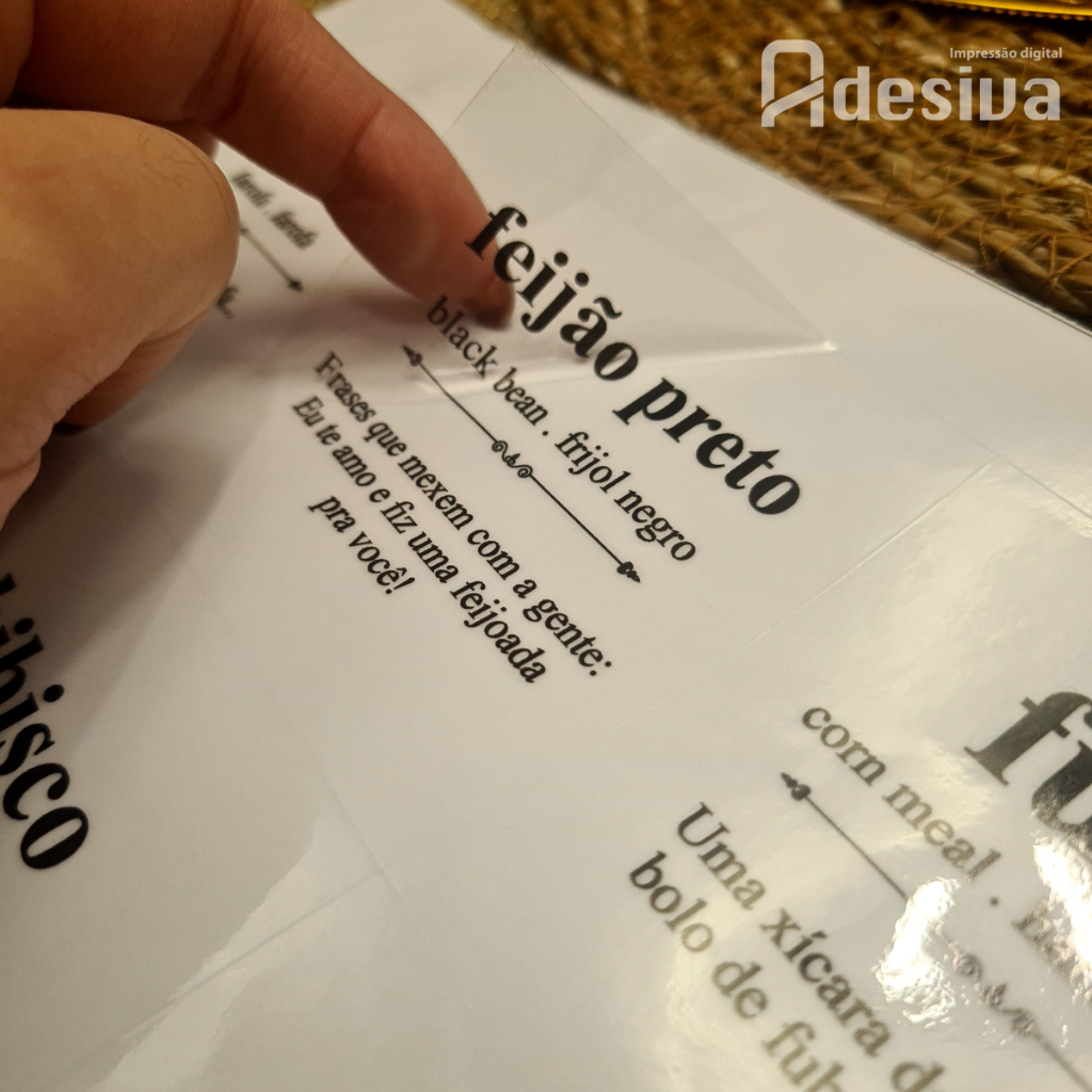 Kit 42 Adesivos para Mantimentos Potes de Cozinha 7x7cm Mod Dicionário Divertido Vinil Transparente