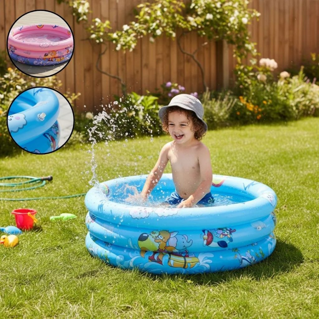 Piscina Inflável Infantil 3 anéis Redonda 70 cm x 25cm aprox 80L  Fundo do mar Menino Menina em Oferta na Shopee