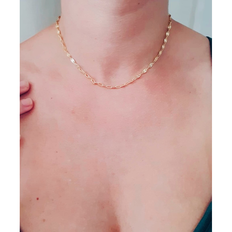 Colar Choker 40cm com extensor banhado ouro rose