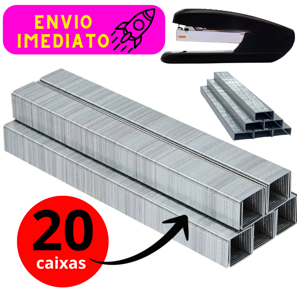 Kit 20 Caixas de Grampos Para Grampeador Galvanizados 26/6 Caixa Com 5000 Grampos de Alta Qualidade