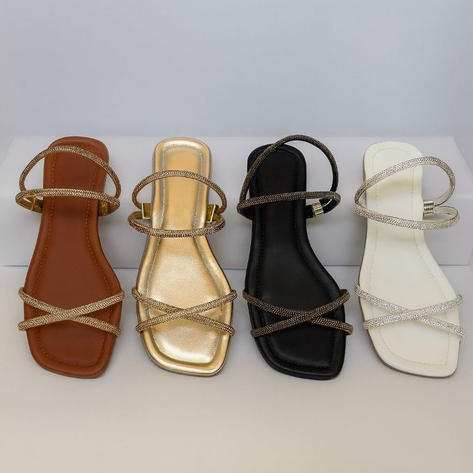 Sandália Feminina Tira de Brilho em Oferta na Shopee