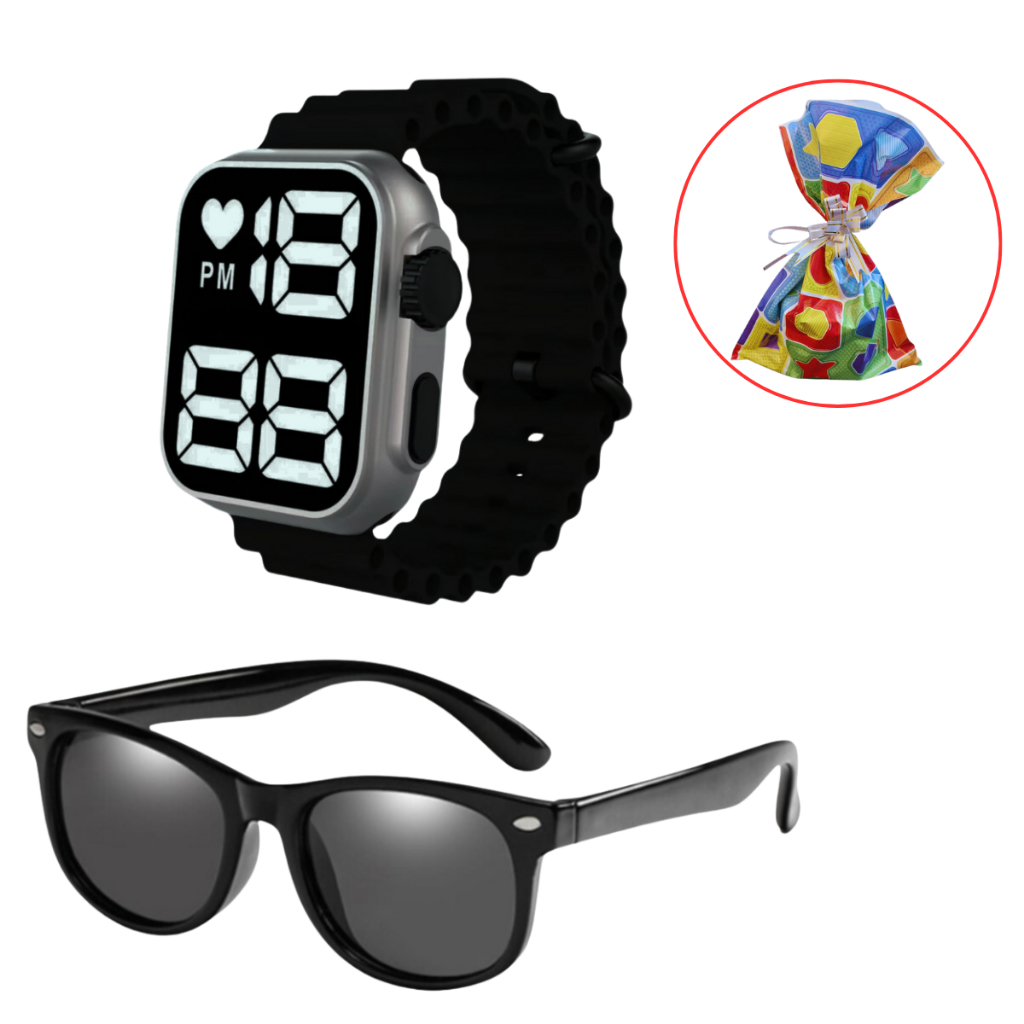Relógio Digital Infantil à Prova D'água + Óculos De Sol Infantil  Case  - Presente dia das crianças, presente de natal em Oferta na Shopee