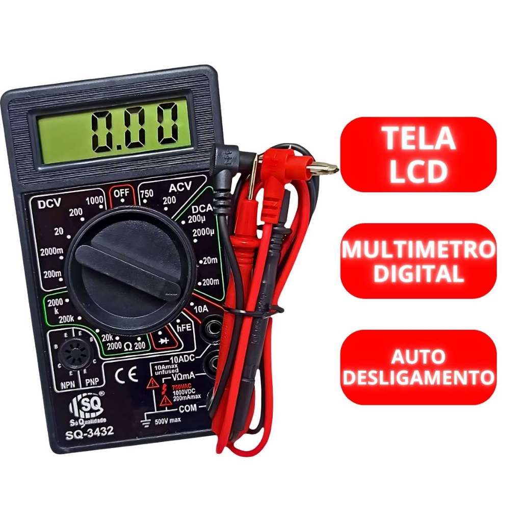 Multimetro Digital Tela LCD Testador Energia Medição Multifuncional Profissional Unidade