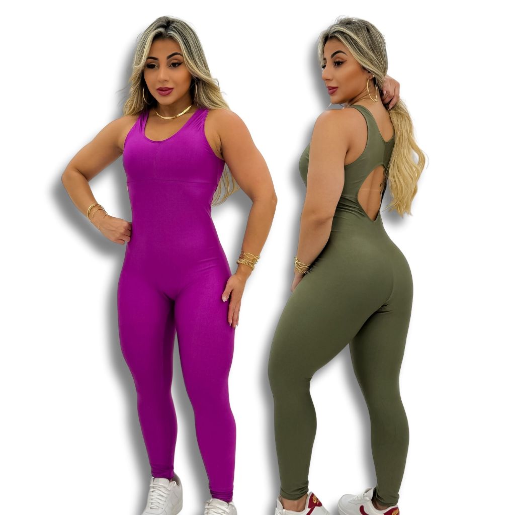 Macacão Leg Feminino De Academia Longo Fitness Liso em Oferta na Shopee