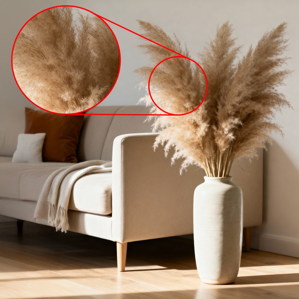 Capim Dos Pampas 10 Unidades Plumas Natural Até 1,20m Decoração De Luxo Casamento Boho Rústico