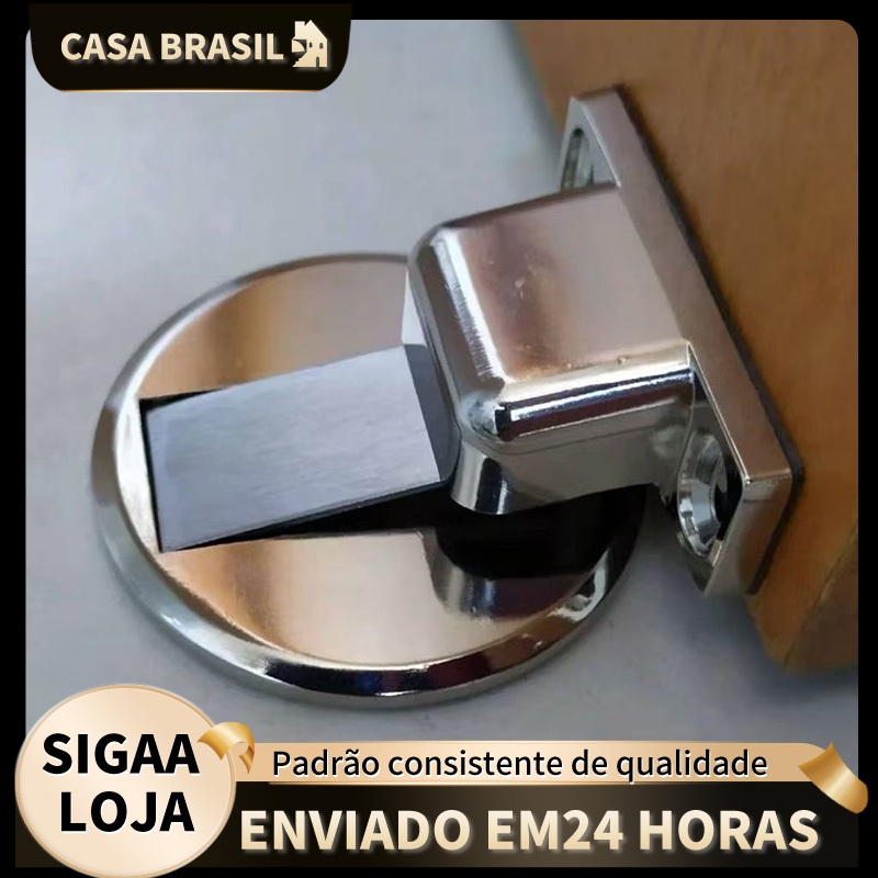 Trava Prendedor Batetor Fixador de Porta Magnético Adesivo Amortece Impacto Inox Cromado em Oferta na Shopee