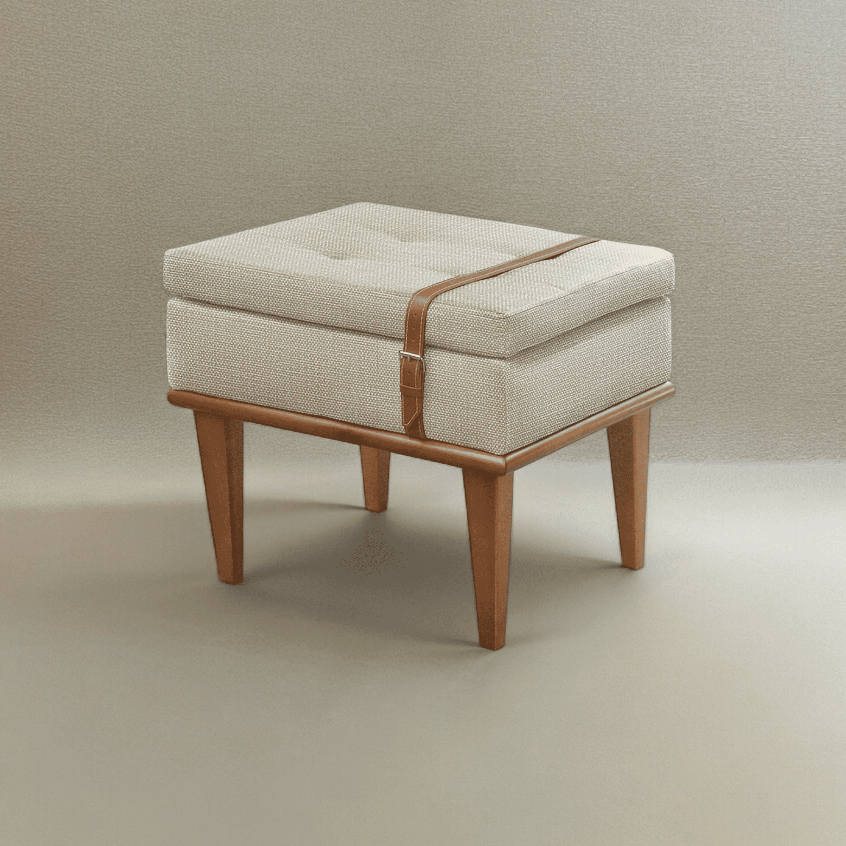 Puff Banqueta Londres Luxo Madeira Maciça Castellar Móbile em Oferta na Shopee