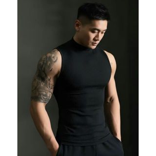 Camiseta Regata Gola Alta Slim Masculina em Oferta na Shopee