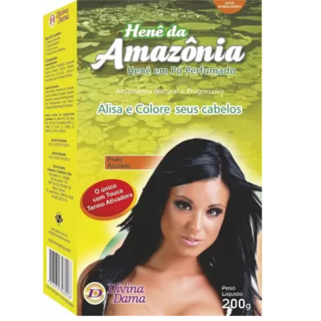 Henê Pó Amazônia  200g Preto Azulado Divina Dama em Oferta na Shopee