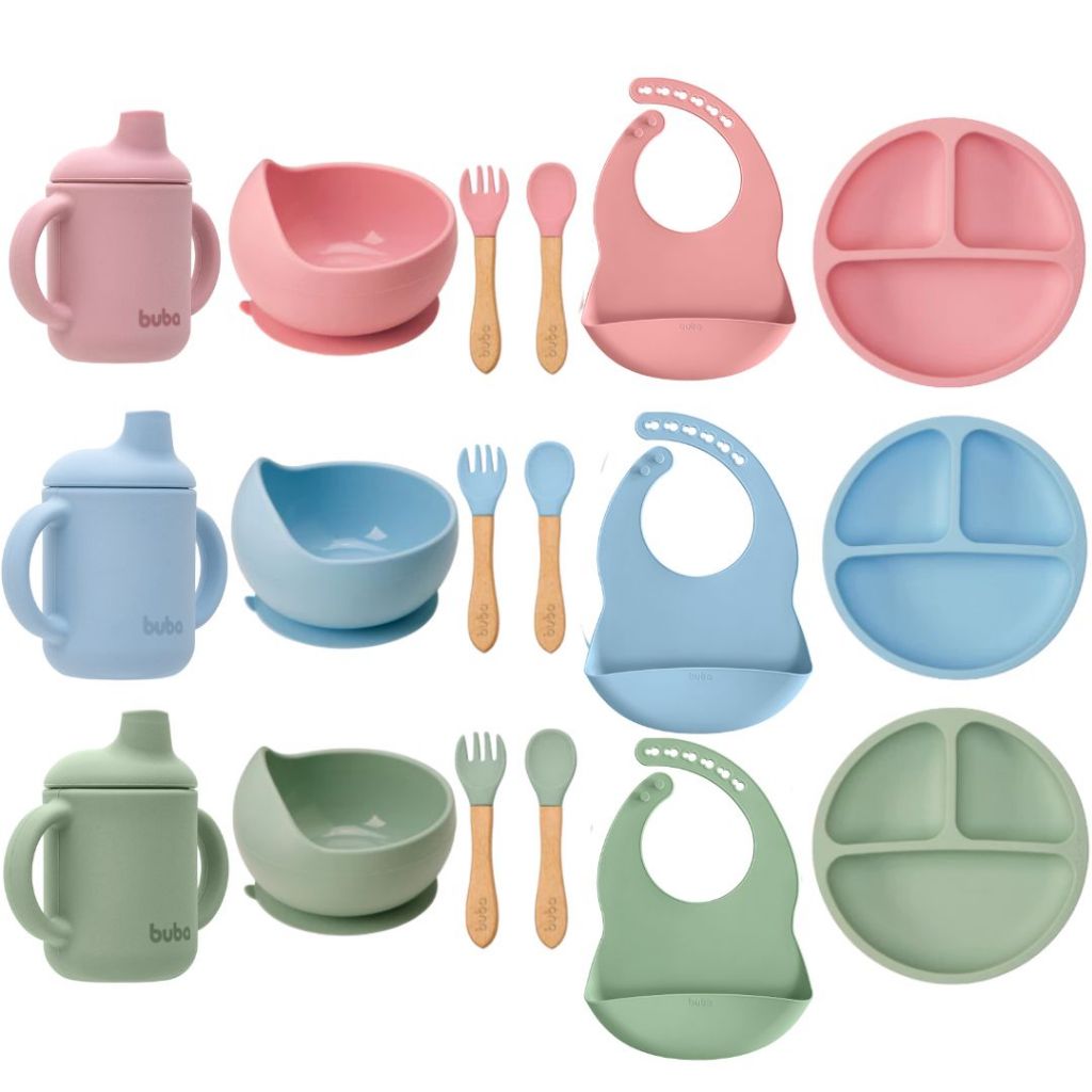 Kit Introdução Alimentar Infantil Buba Prato Bowl Bebê Talher Criança Babador Bebe Pratinho Lanche