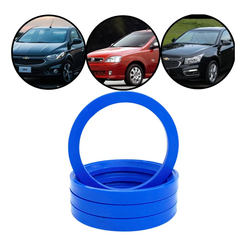 Kit 4 Anel Centralizador Gm Chevrolet Corsa Celta Prisma Onix Zafira Azul Rodas Esportivas Liga Leve